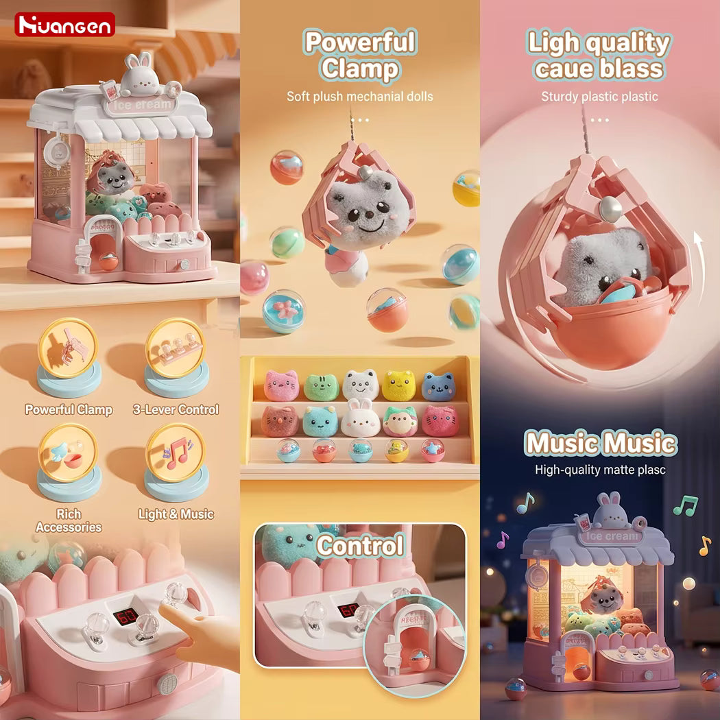 Coin Operated Large Claw Machine Stem Educational Arcades Game Toys Cute Plush Parts Twist Egg Claw Machine for Kids Gifts description image 4
