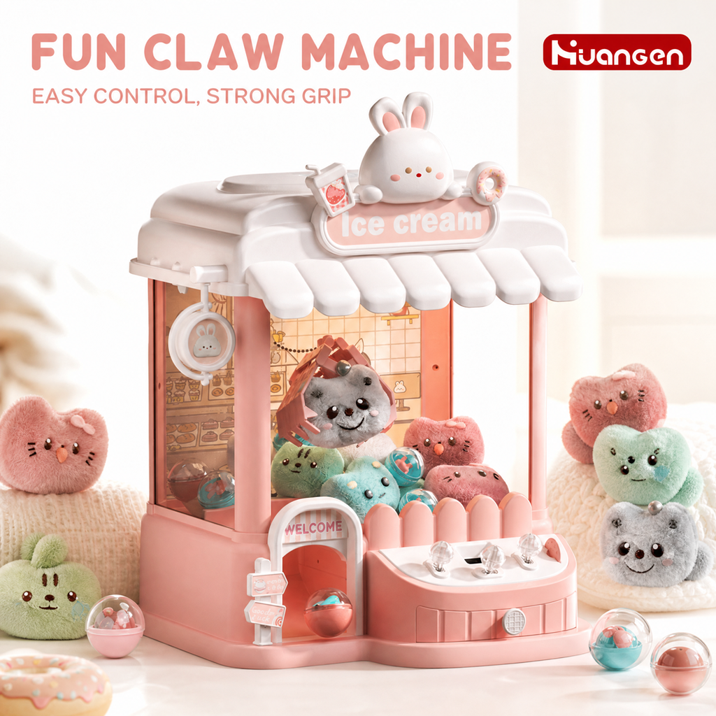 Coin Operated Large Claw Machine Stem Educational Arcades Game Toys Cute Plush Parts Twist Egg Claw Machine for Kids Gifts
