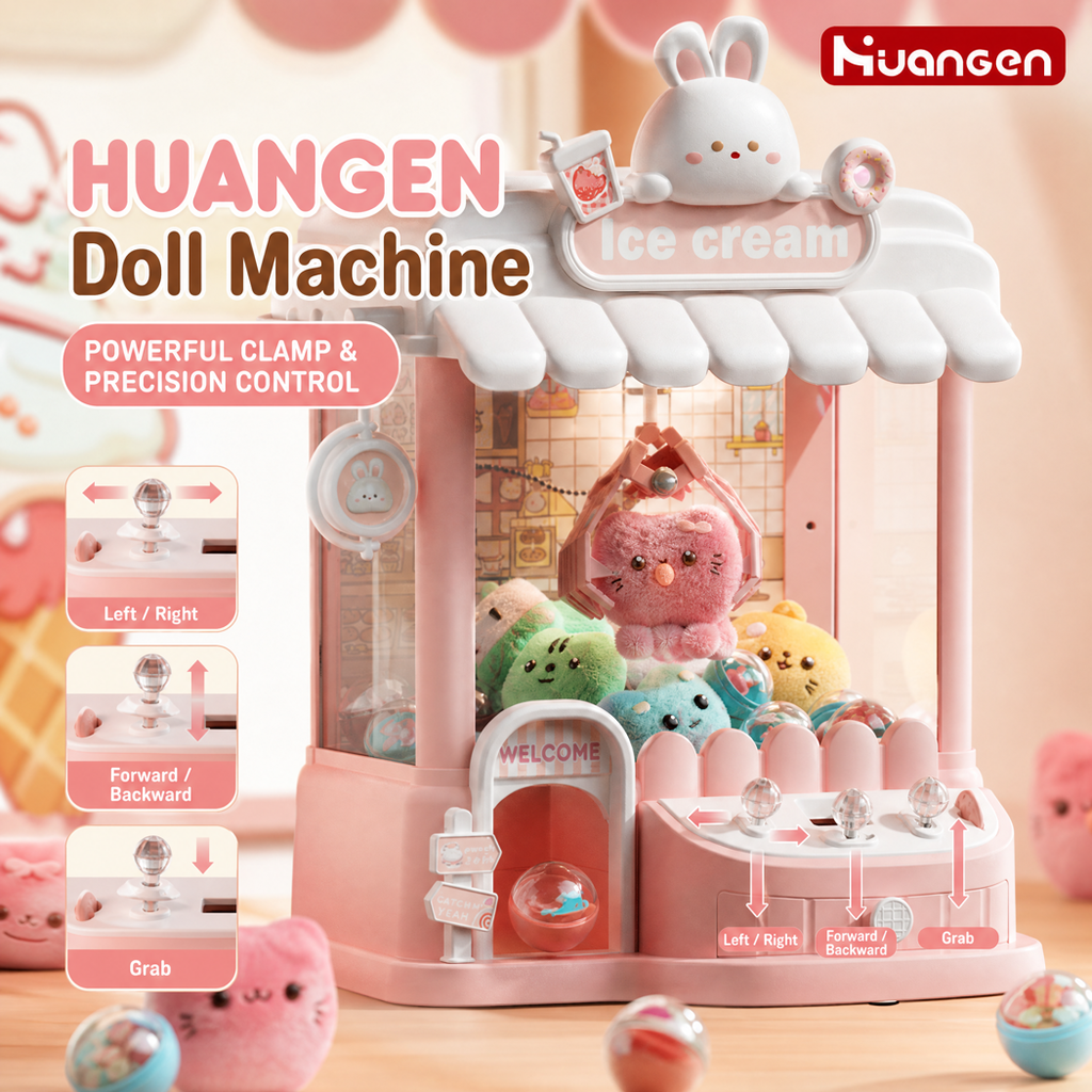 Coin Operated Large Claw Machine Stem Educational Arcades Game Toys Cute Plush Parts Twist Egg Claw Machine for Kids Gifts