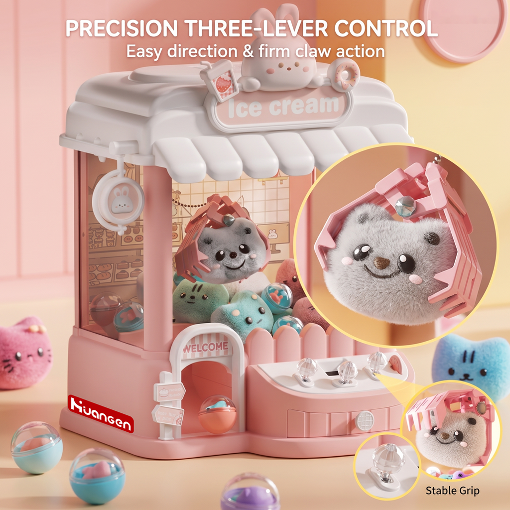 Coin Operated Large Claw Machine Stem Educational Arcades Game Toys Cute Plush Parts Twist Egg Claw Machine for Kids Gifts