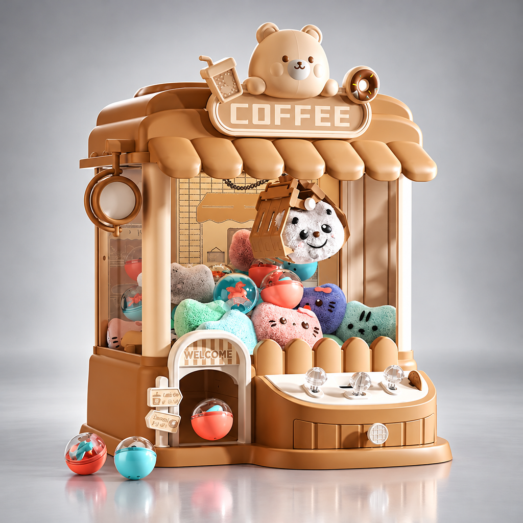 Coin Operated Large Claw Machine Stem Educational Arcades Game Toys Cute Plush Parts Twist Egg Claw Machine for Kids Gifts