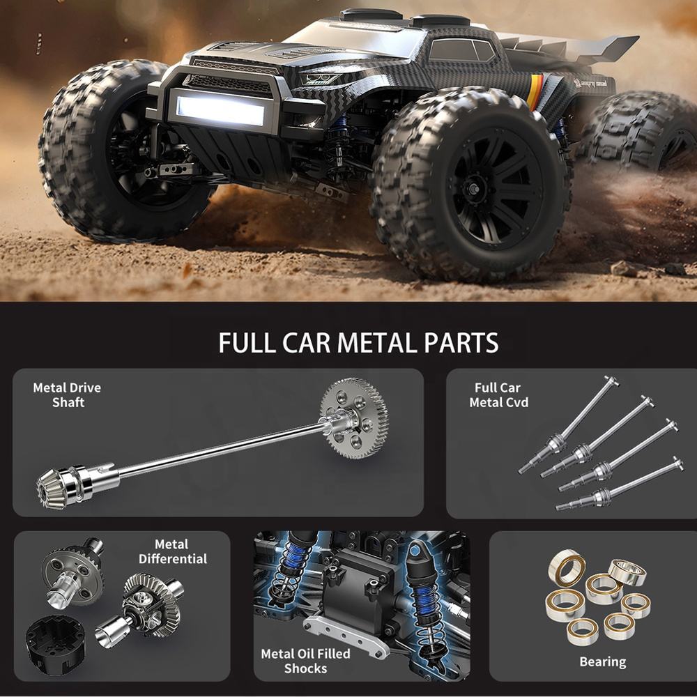 MJX Hyper Go 12212 - 1:12 4WD Brushless RC Truck, 58KM/H High-Speed Off-Road Monster Truck with 3660 3450KV Motor, 60A ESC, 3S 11.1V 2000mAh LiPo Battery, Metal Gears & Oil Shocks
