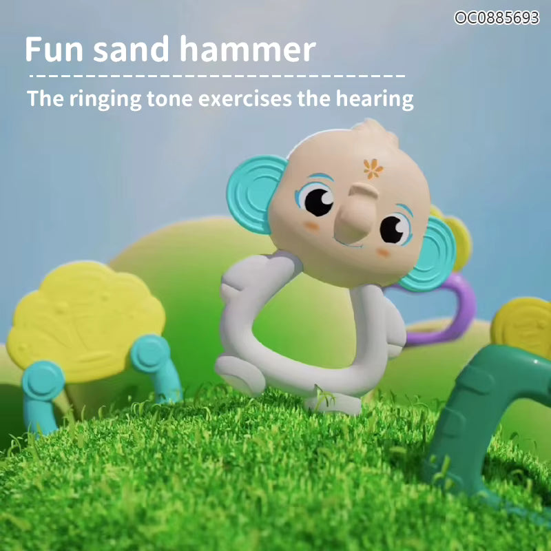 Soft Teether Rattles Educational Toy Sensory Enlightenment Portable Handheld Cartoon Soothing Diy Baby Toys Rattles description image 4