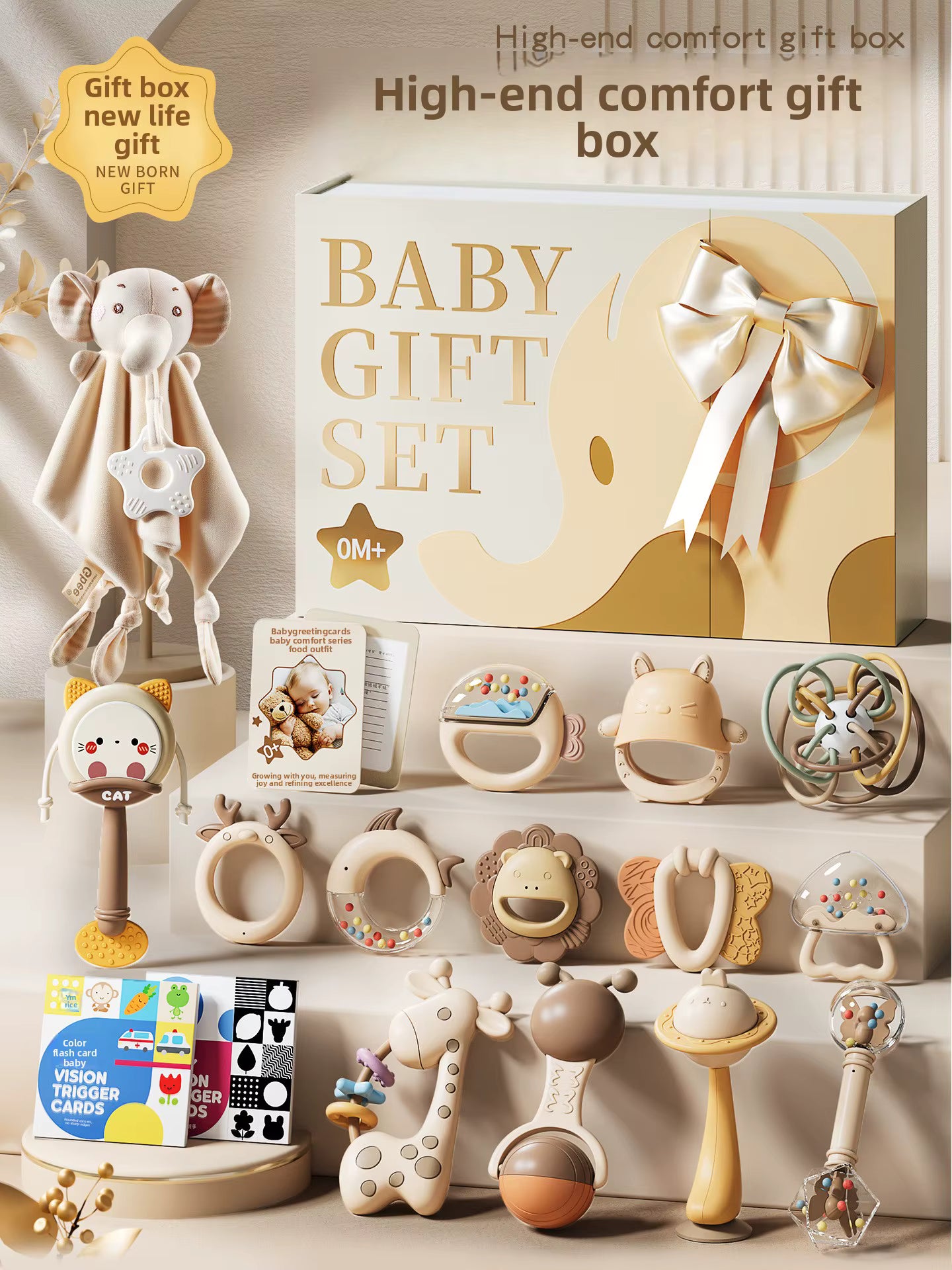 Baby Shower Gifts Set Newborn Baby Rattles Set Soothing Flashing Plastic Toys with Color Box the Best gift for Babies description image 1