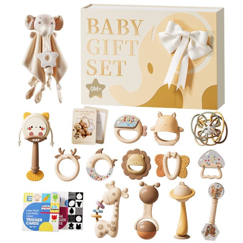 Baby Shower Gifts Set Newborn Baby Rattles Set Soothing Flashing Plastic Toys with Color Box the Best gift for Babies