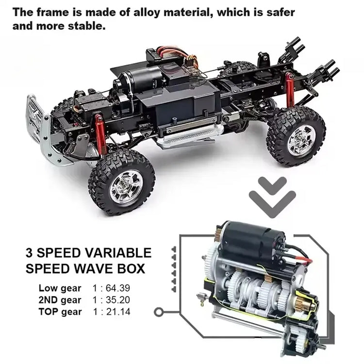 HG-P410 1:10 Scale 4WD RC Pickup Truck, 3-Speed Off-Road Rock Crawler with 540 Brushed Motor, 2.4GHz Remote Control, Metal Chassis, Portal Axles and 30+ KM/H Speed
