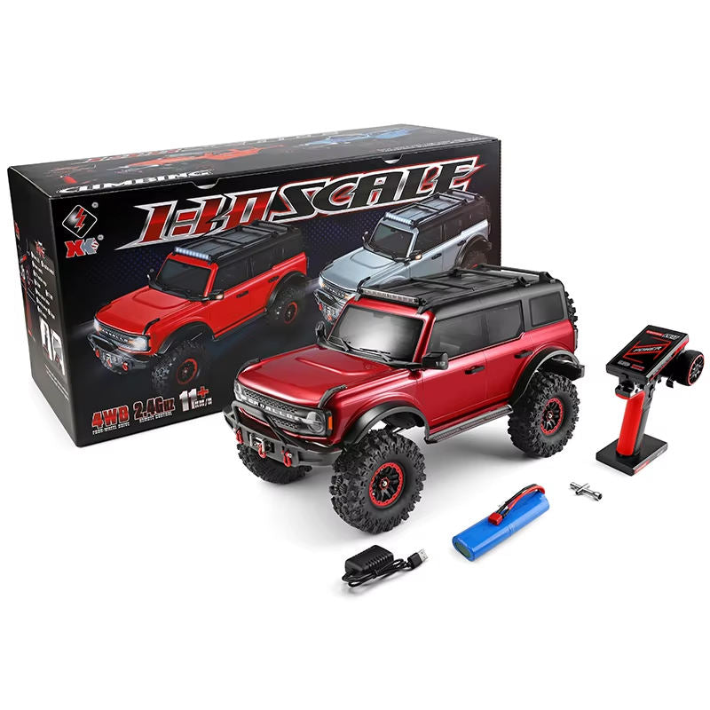 WLtoys 104020 - 1:10 Scale RC Ford Bronco Style Rock Crawler 4WD Off-Road Truck with Electric Winch, 2.4GHz Remote Control, 550 Brushed Motor and LED Lights