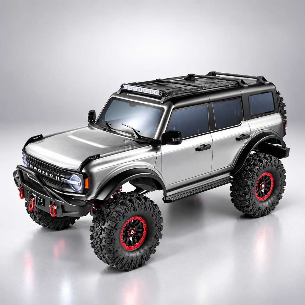 WLtoys 104020 - 1:10 Scale RC Ford Bronco Style Rock Crawler 4WD Off-Road Truck with Electric Winch, 2.4GHz Remote Control, 550 Brushed Motor and LED Lights
