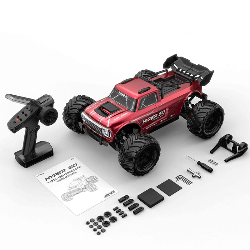 MJX Hyper Go 10210 - 1:10 Scale 4WD Brushless RC Monster Truck, 3970 2500KV Motor, 120A ESC, 35KG Metal Steering Servo, Triple Differentials, Metal Drivetrain, Oil-Filled Shocks