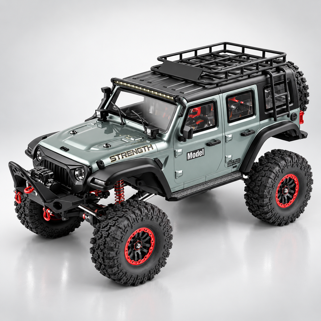 WLtoys 104006 - 1:10 4WD RC Rock Crawler, 2.4GHz Digital Display Remote, 550 Brushed Motor, 2-Speed Gearbox, Front & Rear Differential Locks, Portal Axles, Electric Winch, LED Lights & 7.4V Battery