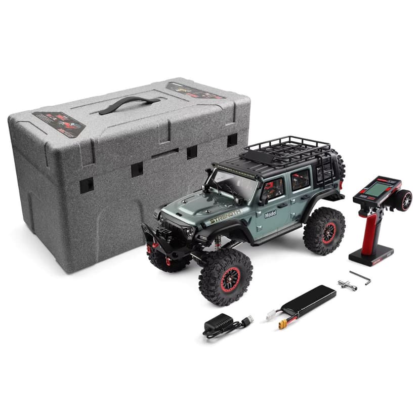 WLtoys 104006 - 1:10 4WD RC Rock Crawler, 2.4GHz Digital Display Remote, 550 Brushed Motor, 2-Speed Gearbox, Front & Rear Differential Locks, Portal Axles, Electric Winch, LED Lights & 7.4V Battery