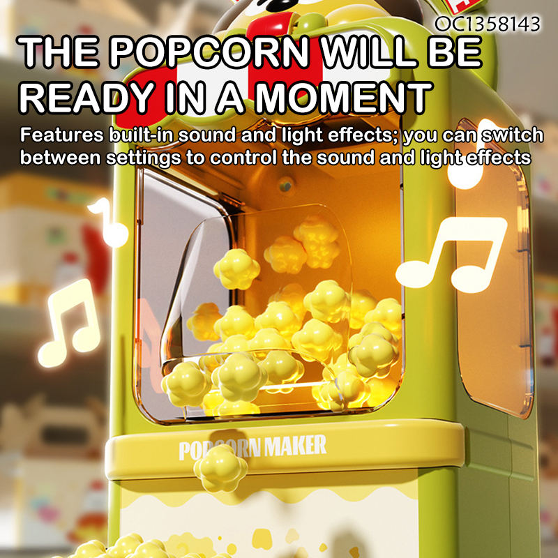 Pretend Play Color Box Popcorn Maker & Ice Cream Store Play Set with Lights Music Role Play Toy