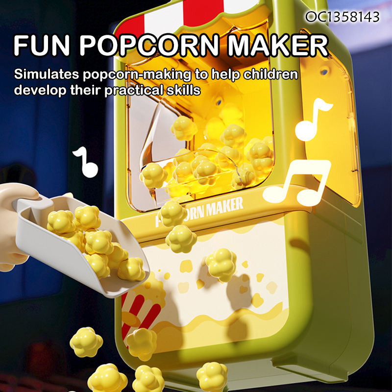 Pretend Play Color Box Popcorn Maker & Ice Cream Store Play Set with Lights Music Role Play Toy