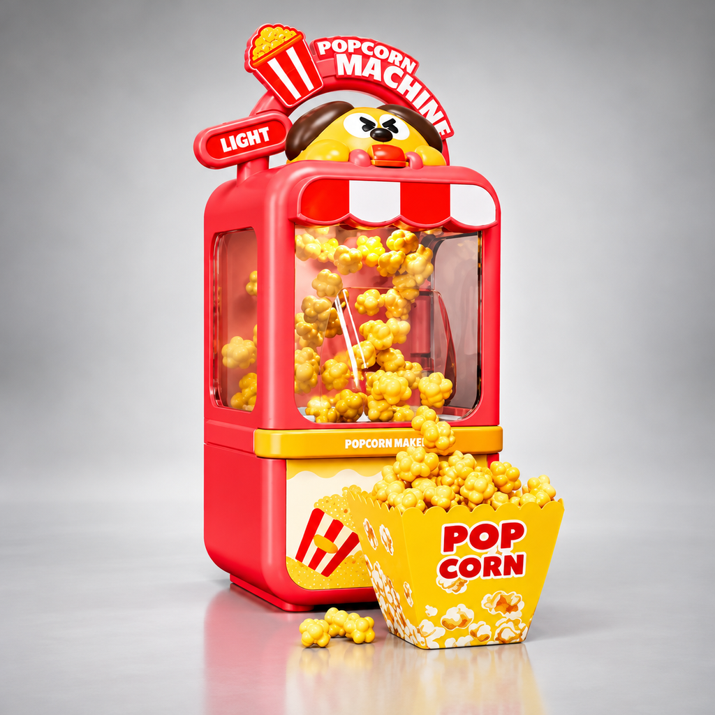 Pretend Play Color Box Popcorn Maker & Ice Cream Store Play Set with Lights Music Role Play Toy