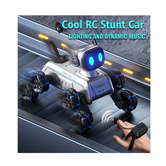Smart Remote Control Robot Dog Stunt Car for Kids with Spray Mist, LED Lights, Music & Interactive Action Features