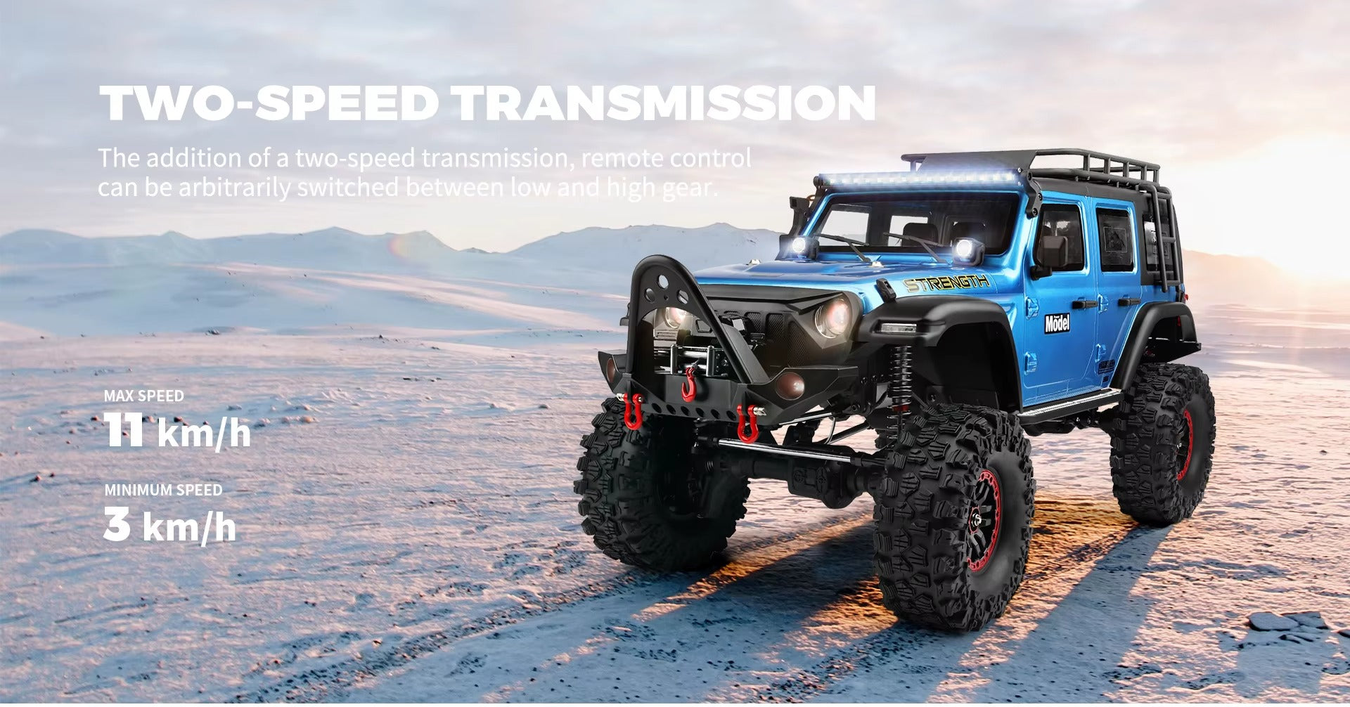WLtoys 104006 - 1:10 4WD RC Rock Crawler, 2.4GHz Digital Display Remote, 550 Brushed Motor, 2-Speed Gearbox, Front & Rear Differential Locks, Portal Axles, Electric Winch, LED Lights & 7.4V Battery description image 12