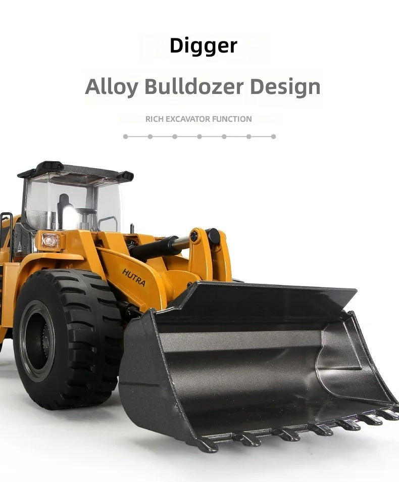 Huina 1583 - 1:14 24CH RC Wheel Loader, Semi-Alloy Construction Vehicle with 2.4GHz Remote Control, Working Metal Bucket and Loader Arm, LED Lights, Sound Effects, Rechargeable Battery Included description image 12