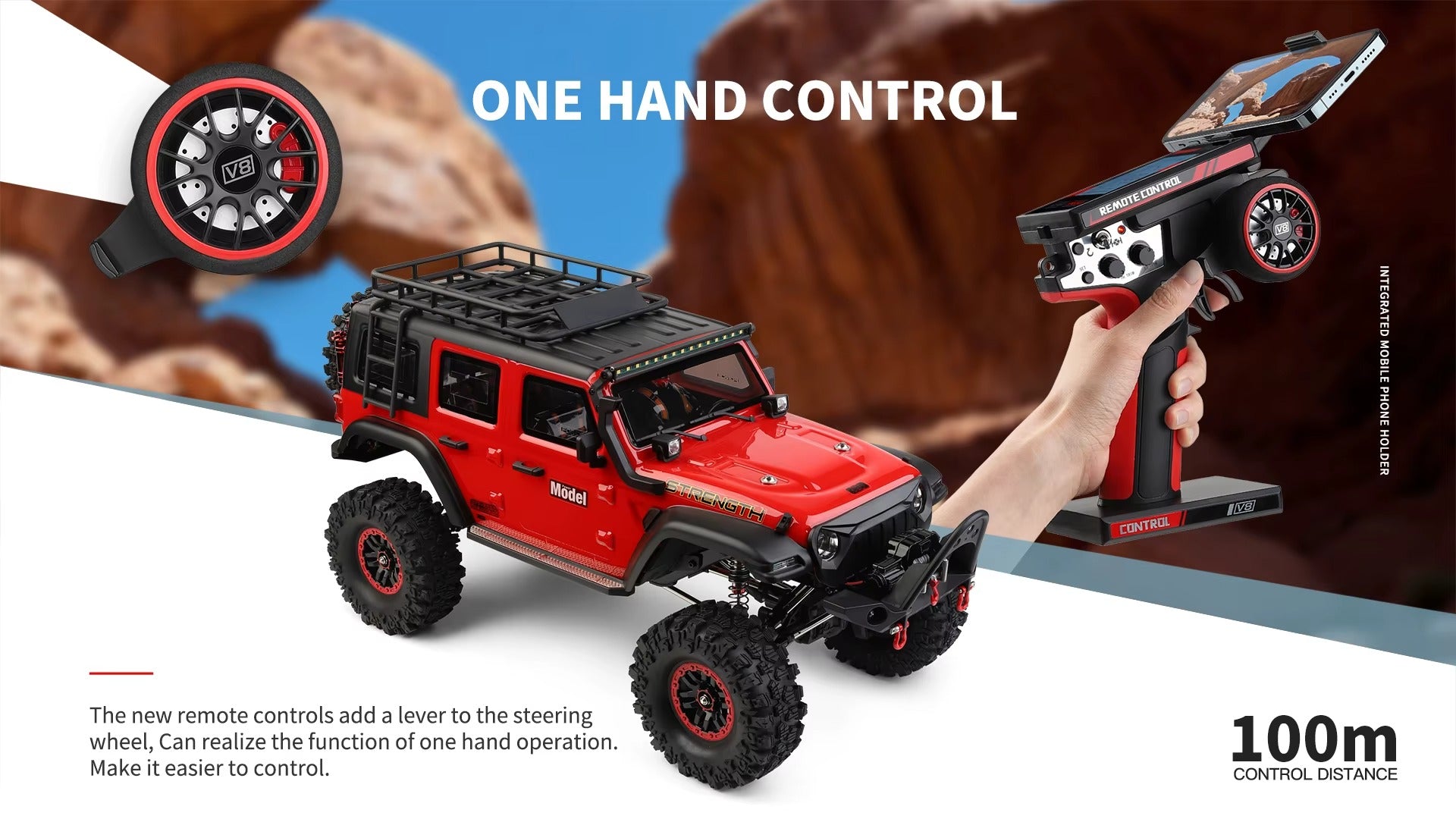 WLtoys 104006 - 1:10 4WD RC Rock Crawler, 2.4GHz Digital Display Remote, 550 Brushed Motor, 2-Speed Gearbox, Front & Rear Differential Locks, Portal Axles, Electric Winch, LED Lights & 7.4V Battery description image 14