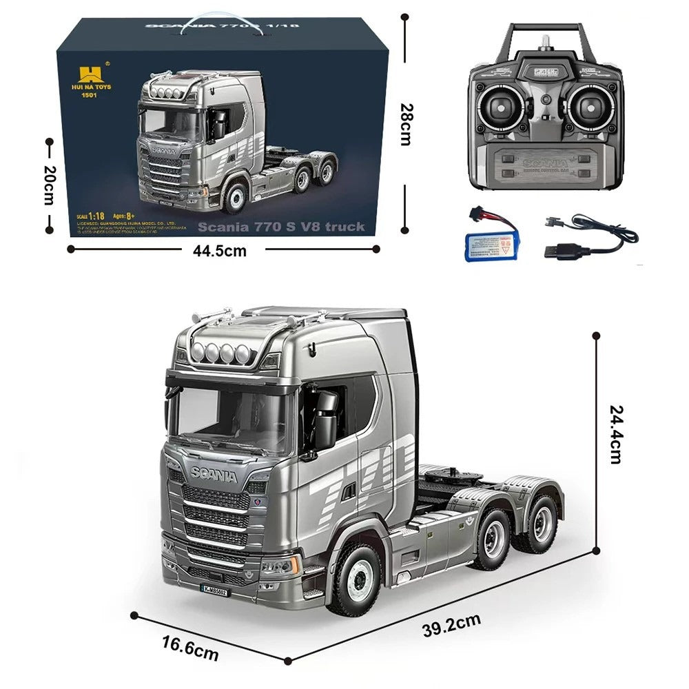 Huina 1501 Scania 770S 1:18 RC Semi Tractor Truck - 2.4GHz 19CH Officially Licensed Full Function with LED Lights & Sound RTR description image 15