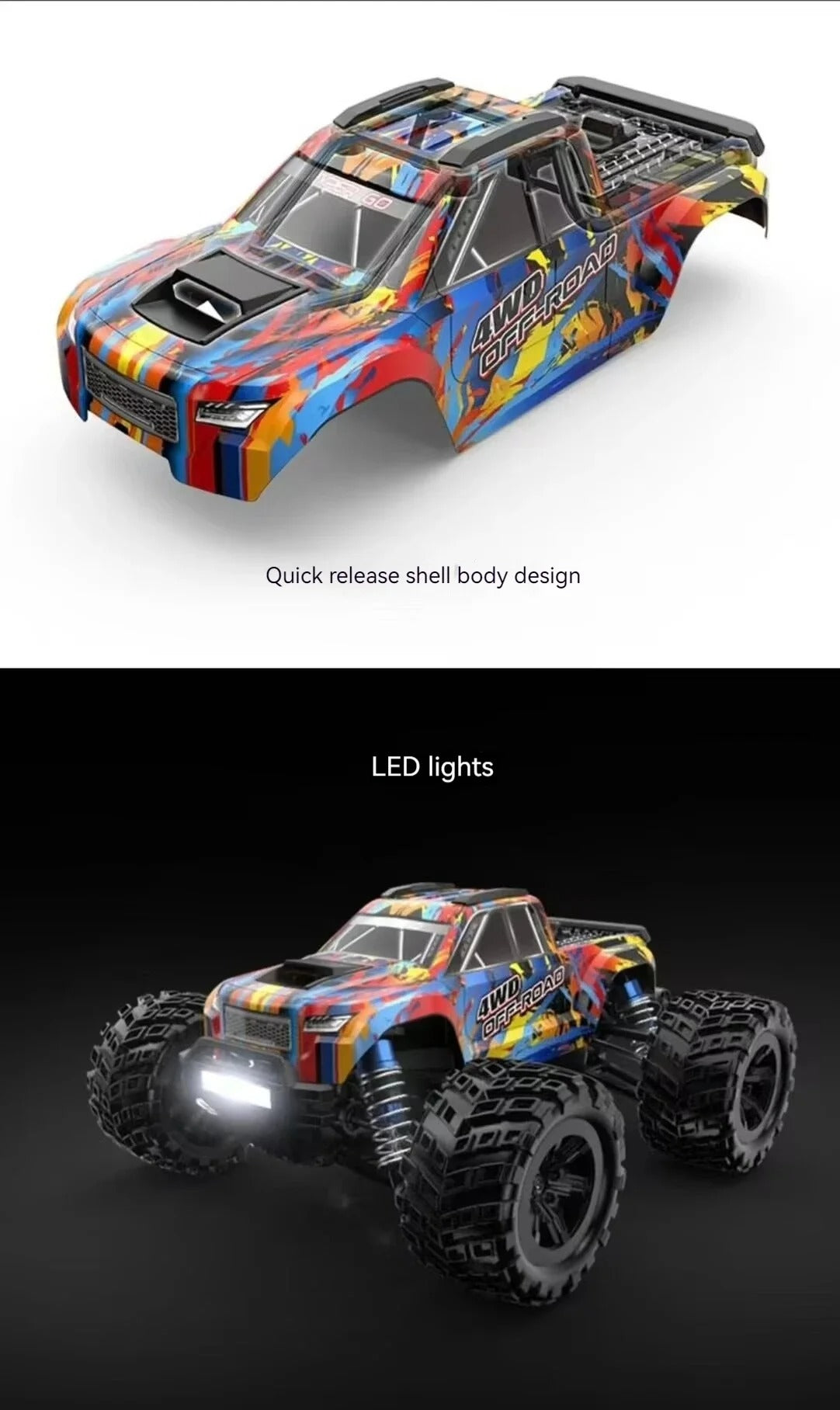 MJX Hyper Go 20208 - 1:20 4WD Brushless RC Monster Truck, 1806 4400KV Motor, 35A ESC, 39km/h, 7.4V 850mAh LiPo Battery, Oil-Filled Shocks, Metal Differential, 2.4GHz Radio, LED Lights description image 17