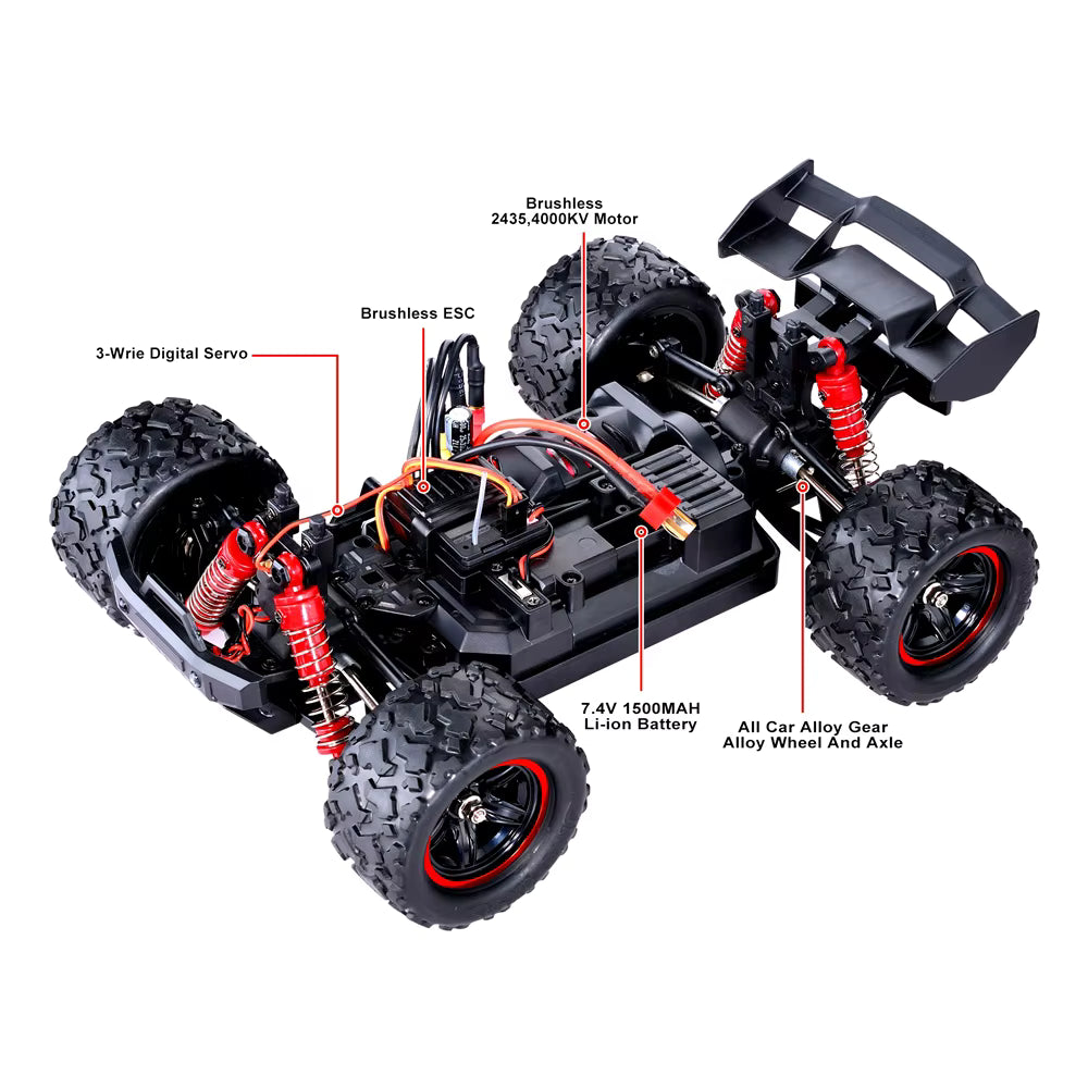 4WD 1:18 52km/h RC Brushless Motor Racing Cars RTR High Speed Drift Car Monster Truck Off-Road Vehicle -HS18422 description image 4