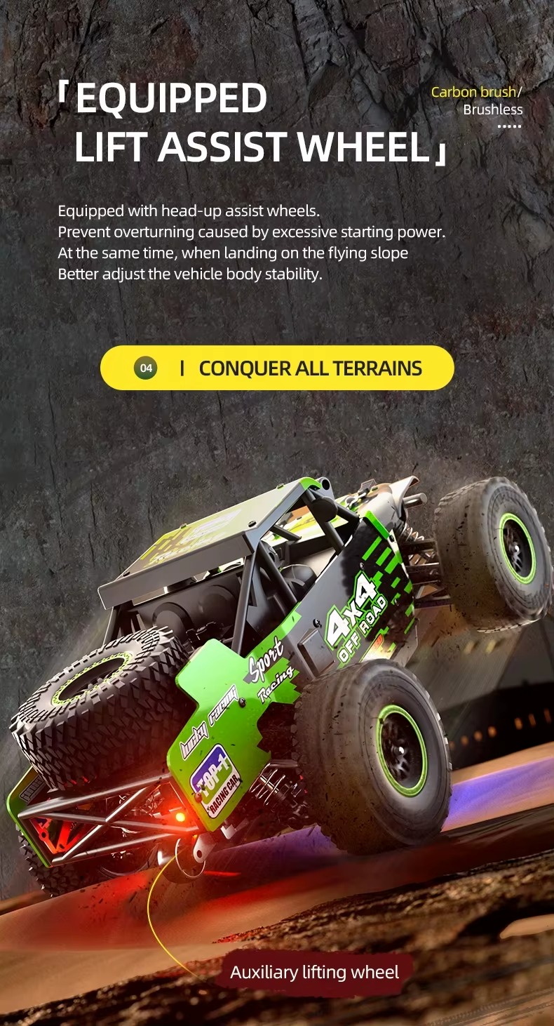 Beast SG202 MAX - 1:20 Brushless RC Monster Truck | 4WD 2.4GHz High-Speed Hobby Grade Off-Road Remote Control Car RTR description image 4