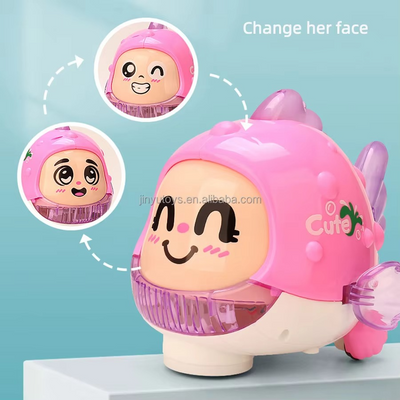 Electric Cartoon Fish Toy | Walking Bump-and-Go Fish with Music and Flashing Lights for Kids (Multicolor) - ZR221