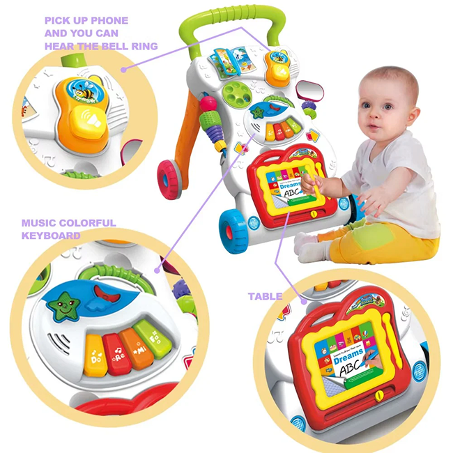 Children's Musical Activity Walker for Babies | Interactive Baby Walker with Piano, Learning Toys, Lights & Sounds - HE-0801