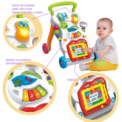 Sit-to-Stand Baby Learning Walker with Activity Table, ABC Drawing Board & Phone Toy | Multifunction Push Walker for Toddlers - HE 0801 - alternate view