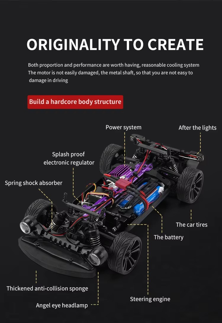 Suchiyu 1:16 2.4G Electric Quad-Drive Straight-Line Drift Vehicle High Speed Remote Radio Control RC Car description image 4