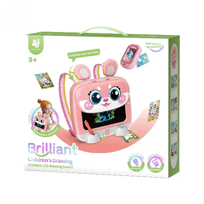 Portable LCD Drawing Tablet Backpack for Kids | Reusable Writing Board with Cartoon Design, Detachable School Bag & Creative Learning Fun - 899-183Y