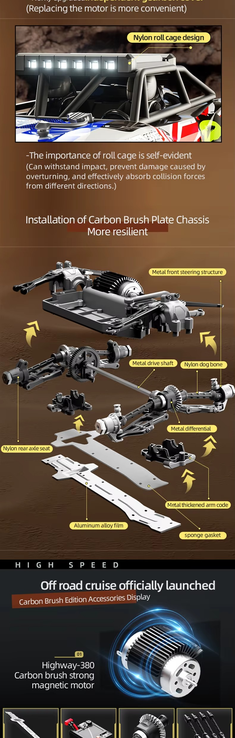 Suchiyu 18103 - High Speed 4WD RC Off-Road Car 1:18 Scale 2.4GHz Remote Control Racing Car with Rechargeable Battery for Kids and Adults description image 5
