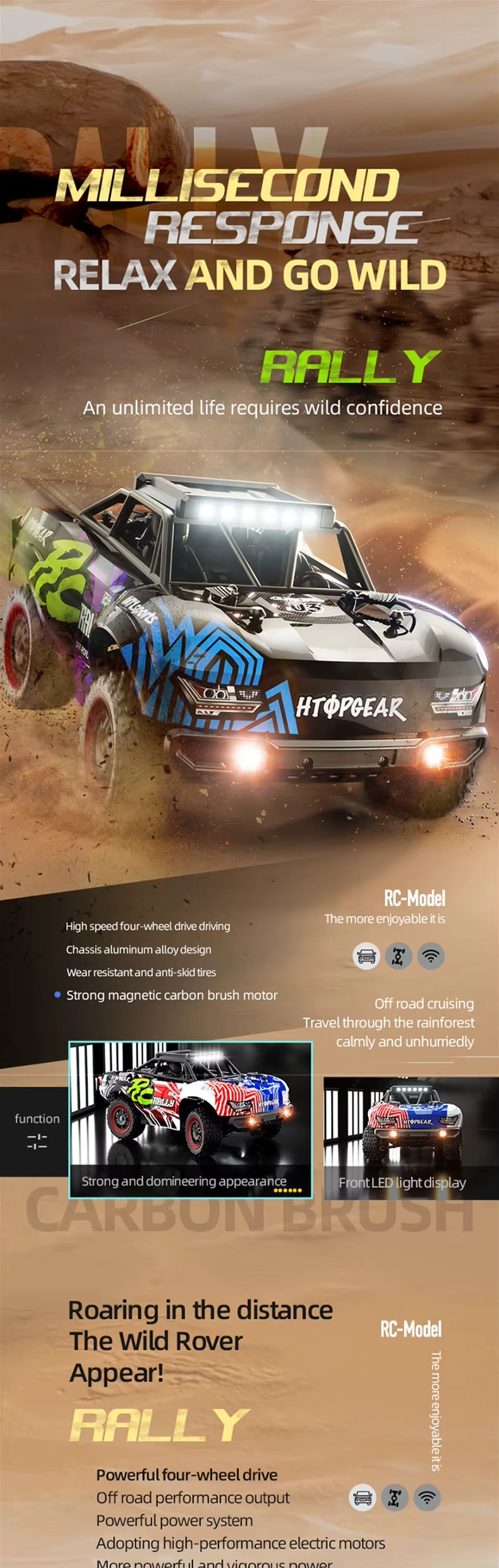 Suchiyu 18103 - High Speed 4WD RC Off-Road Car 1:18 Scale 2.4GHz Remote Control Racing Car with Rechargeable Battery for Kids and Adults description image 1