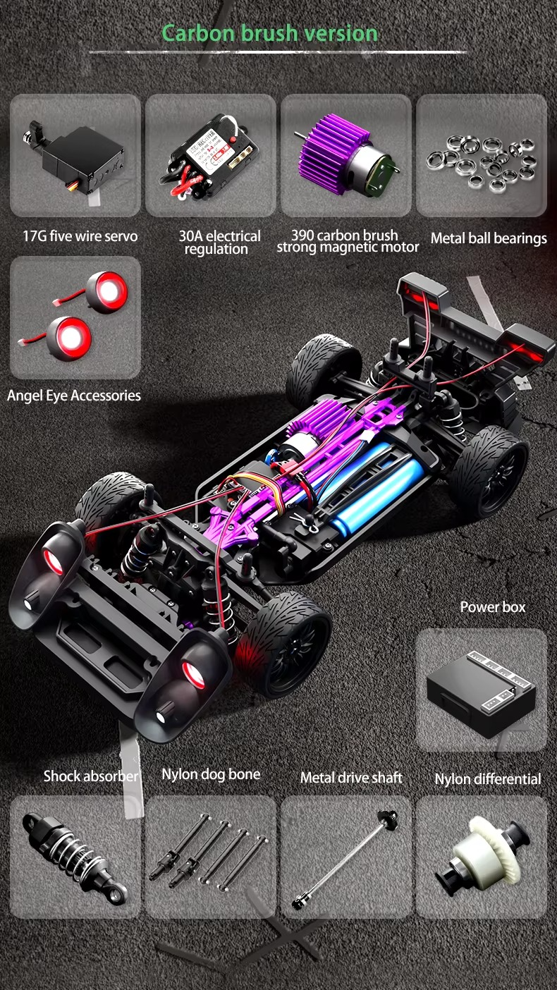 ZLL Beast SG918 PRO 1:16 - RC Drift Coupe | 4WD 2.4GHz Full Proportional Street Racer with LED Angel Lights & Drift Wheels description image 9