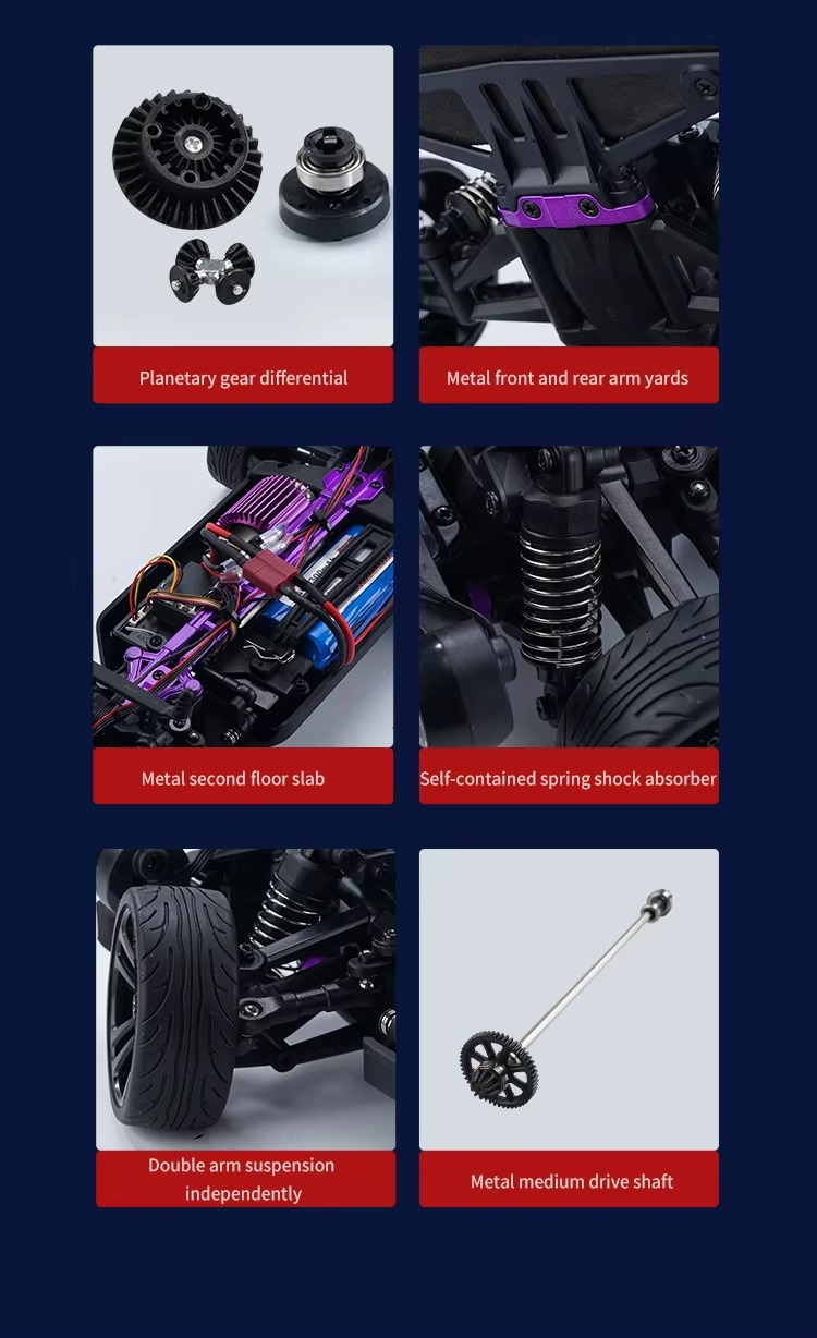 Suchiyu 1:16 2.4G Electric Quad-Drive Straight-Line Drift Vehicle High Speed Remote Radio Control RC Car description image 9