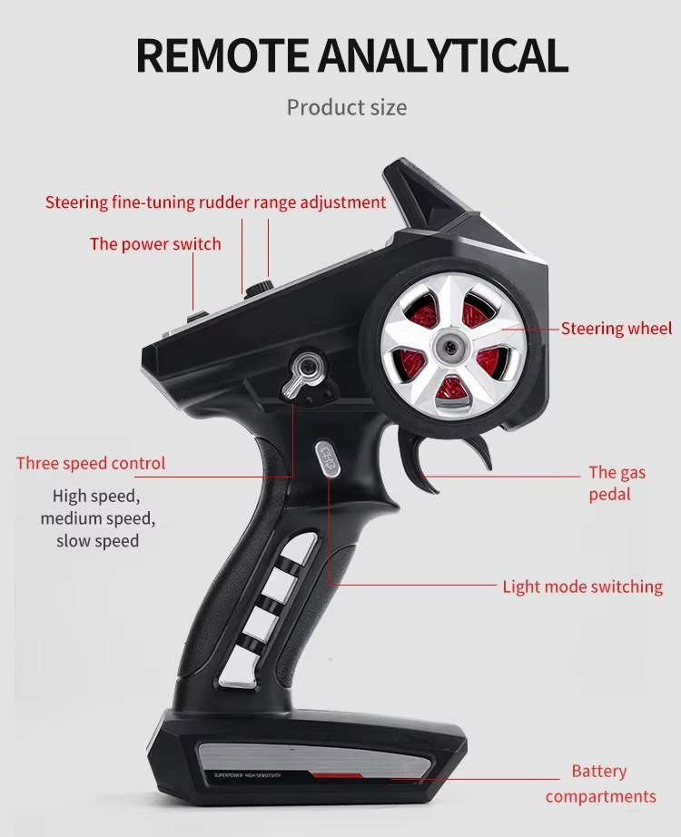 Suchiyu 1:16 2.4G Electric Quad-Drive Straight-Line Drift Vehicle High Speed Remote Radio Control RC Car description image 10