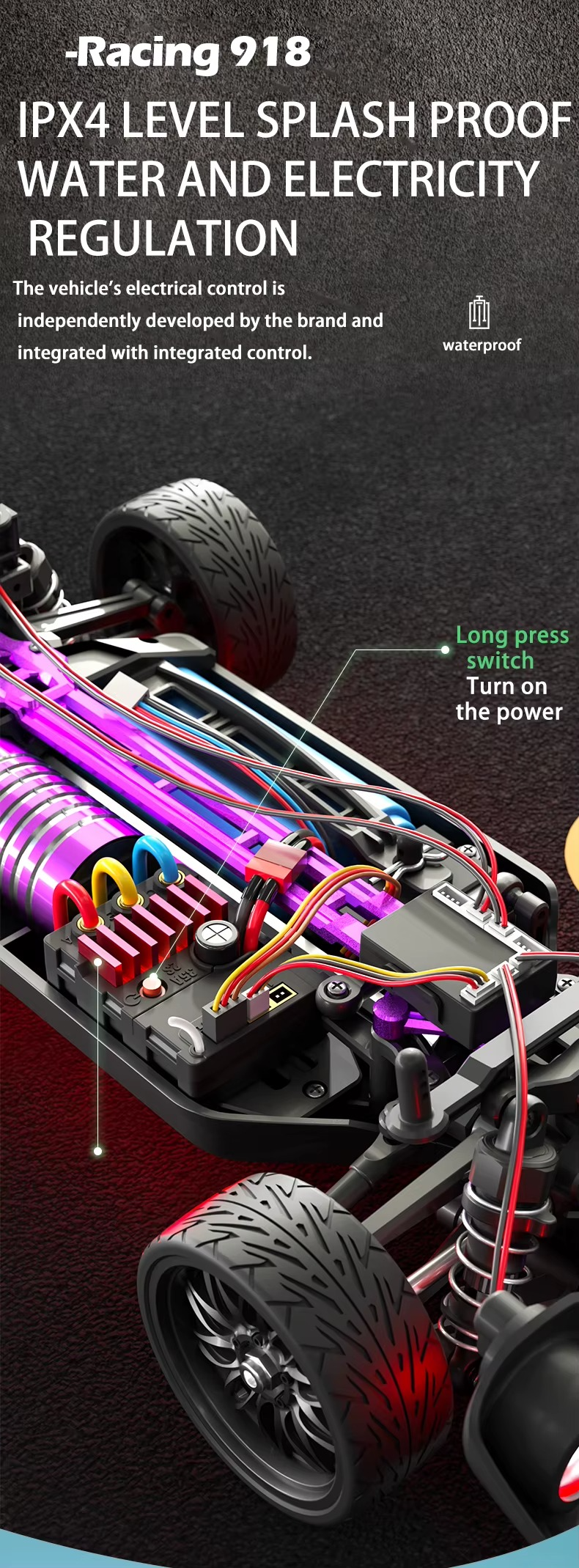 ZLL Beast SG918 PRO 1:16 - RC Drift Coupe | 4WD 2.4GHz Full Proportional Street Racer with LED Angel Lights & Drift Wheels description image 10