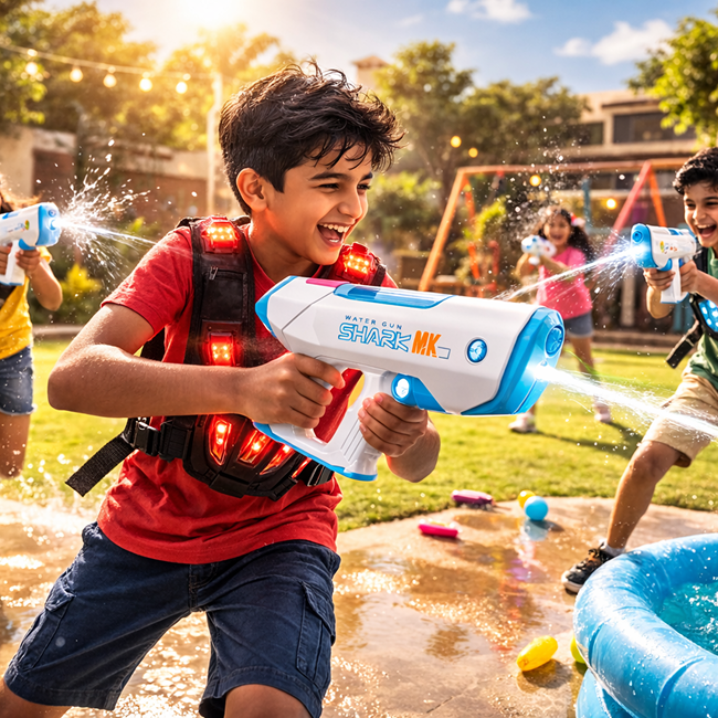 Rechargeable Electric Water Gun | Automatic Continuous Shooting Water Blaster for Kids, Pool Parties, Beach Trips & Outdoor Summer Fun - LMI-WG-CY069