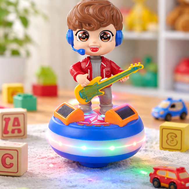 Stage Guitar Doll Musical Dancing Toy with LED Lights, Music & 360° Rotation | Interactive Entertainment Toy for Kids 3+ Years