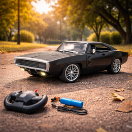 MOKA 1:12 Scale Remote Control Muscle Car Rechargeable RC Car with LED Lights Opening Doors High Speed Racing Toy secondary